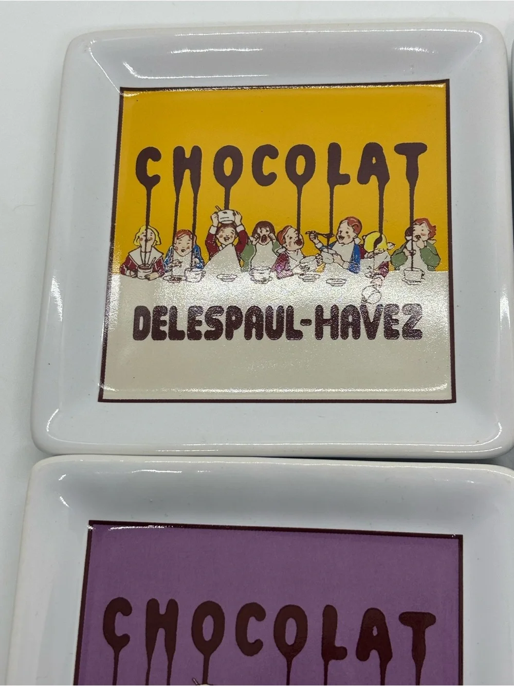 Pottery Barn Chocolate Themed Ceramic Coasters Set of 4